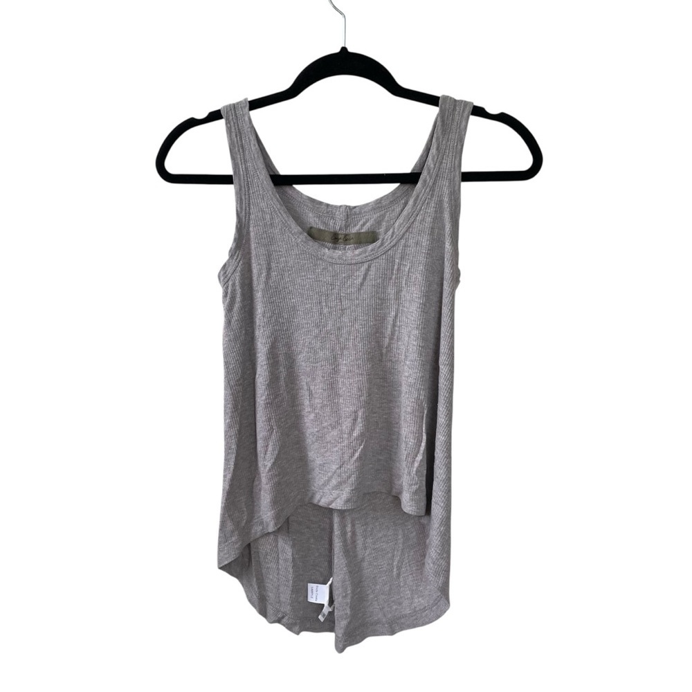 ENZA COSTA Sleeveless Ribbed High-LowTank Top Grey M